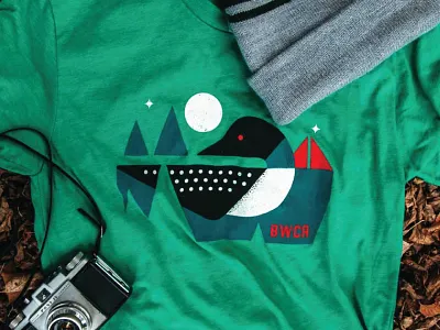 Loon Calling bwca camping geometric illustration loon minnesota moon nature stars