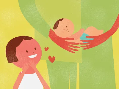 #GiftALivelihood by ICICI baby bonding characters cute design family father illustration love mother sister