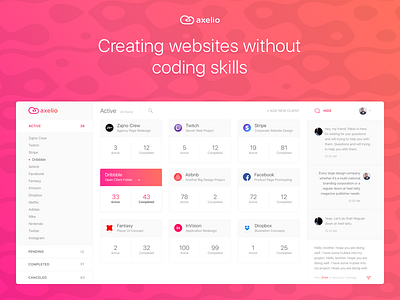 Designer-Client Management Platform Dashboard Design app bright colors business clean creative dashboard design gradient interface minimal modern react simple social ui ux web web design website zajno