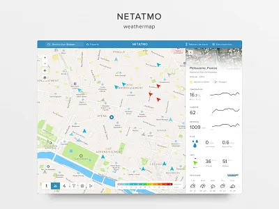 A new look for Netatmo Weathermap app clean dashboard data map sidebar ui ux weather web website