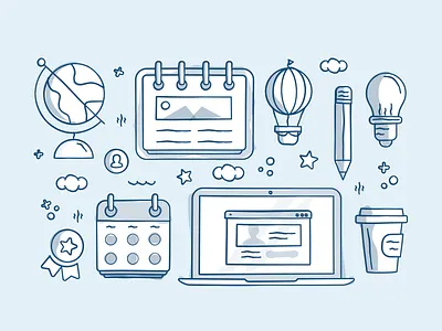 Sketchy Icons calender coffee drawn globe icon icons pencil set sketchy