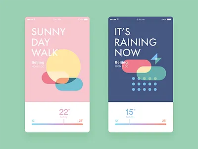 Weather Concept Design app cloud drizzle icon iphone rain snow sun sunset temperature weather wind