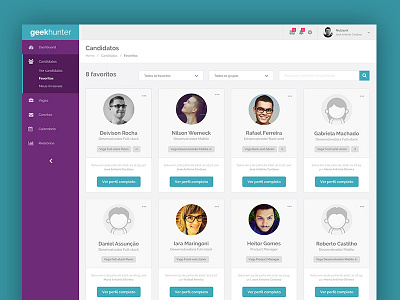 Geekhunter favorites admin candidate favorite filter geekhunter hiring interface product recruiting system ui ux