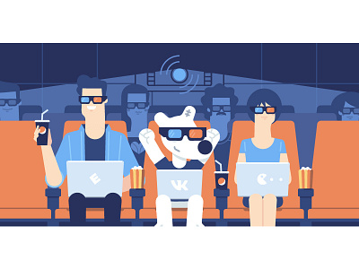 VK Hackathon character cinema flat illustration movie spotty stolz vk vkontakte