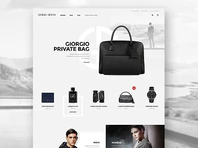 Giorgio Armani Website Minimal Concept beautiful black and white clean concept design giorgio armani luxury minimal