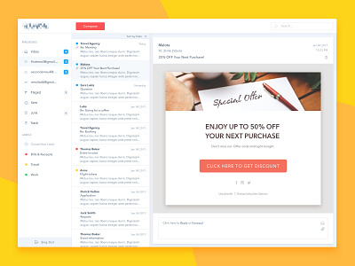 Email App Dashboard Concept dailyui dashboard email inbox interface productivity profile settings ui ux web webdesign