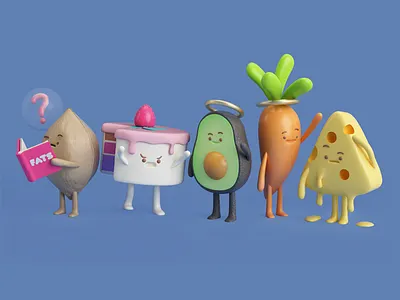 FOOD aguacate avocado cake carrot characters chessee queso render wallnut