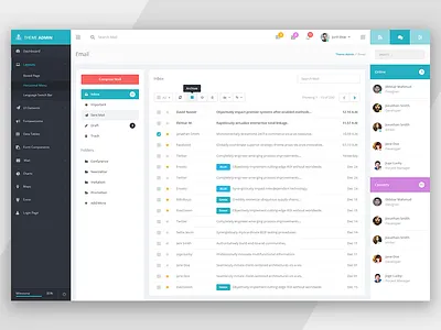 Theme Admin Inbox admin chart chat email inbox interface itsekhtiar mail message send template ux
