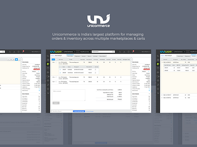 Unicommerce Order Management activities dashboard e commerce inventory invoices marketplaces orders reconciliation shipments ui ux web
