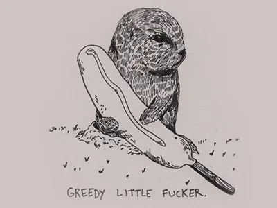 Can Cooler Design animals greedy illustration koozie zine