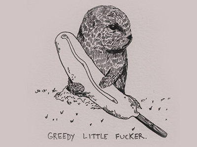 Can Cooler Design animals greedy illustration koozie zine