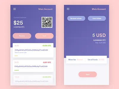 Bitcoin wallet android app bitcoin clean design ios minimal mobile simple ui ux wallet