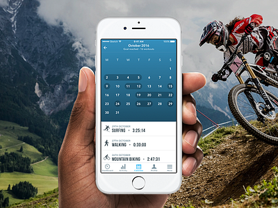Fitness calendar 038 calendar dashboard fitness goals health mountain biking outdoors surfing walking workout