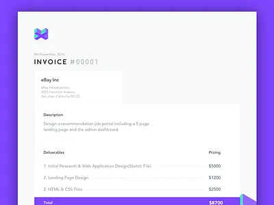 Invoice branding footer invoice landing page logo sketch