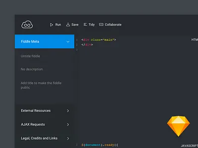 JSFiddle clean cover dark design jsfiddler simple ui ux