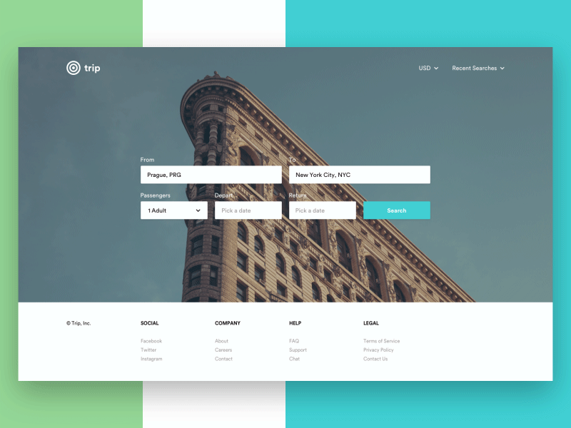 Trip - Flight Search airlines booking destination dropdown flight flight animation flying search search form tickets travel trip
