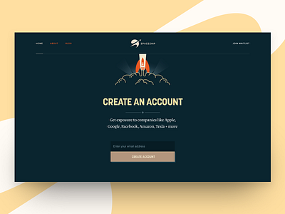 Spaceship.com.au New Brand & Identity art deco arty brand dark homepage landing page prelaunch spaceship ui ux