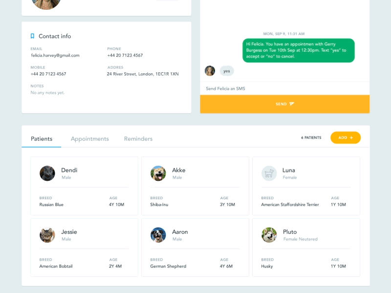 Example of TopVet | Patient Profile