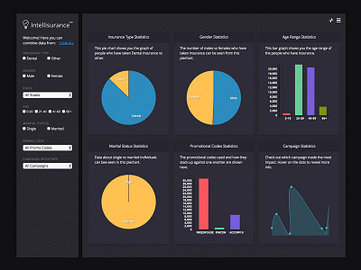 Intellisurance Dashboard 2 analytics dashboard data graph map piechart stats ui ux visualization web