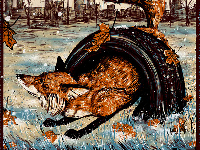 Avett Brothers Nov. 11 avett brothers city detroit fall fox gigposter screenprint snow tire winter