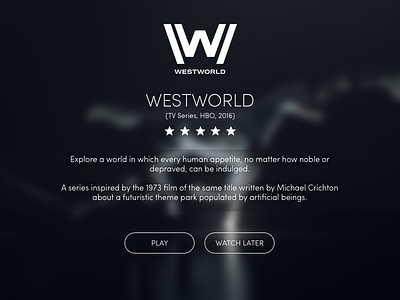 TV App - Daily UI 025 app apple tv dailyui download free hbo smart smart tv tv tvos westworld
