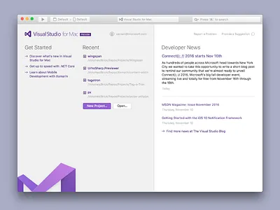 Visual Studio for Mac – Light Theme application gui logo macos microsoft purple visual studio