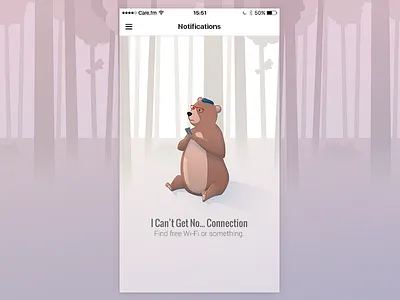 Care.fm: Connection error app design desing empty state illustration mobile screen