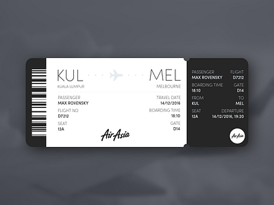 Boarding Pass - Daily UI 024 airasia airport boarding boarding pass dailyui download flight free pass plane ticket