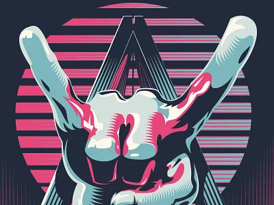 Chromed Goat 80s chrome detroit fist heavy metal joe louis lettering panther steel