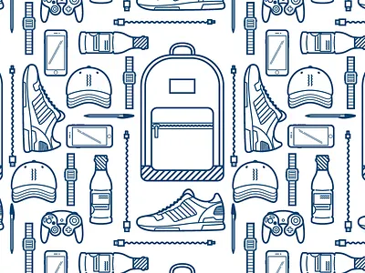 Stuff in My Room Pattern 059 background pattern dailyui design line art pattern stuff vector