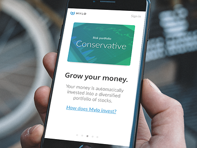 New Mylo Onboarding Presentation clean finance gradient growth investing material onboarding ui ux