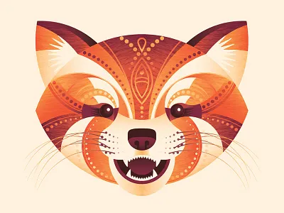 Red Panda animal dkng face geometric illustration panda rawr red red panda teeth texture vector