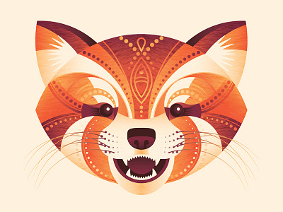 Red Panda animal dkng face geometric illustration panda rawr red red panda teeth texture vector