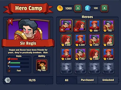 Legends TD Hero Camp Final Preview adobe illustrator game ui ios tower defense ui ui artist vector