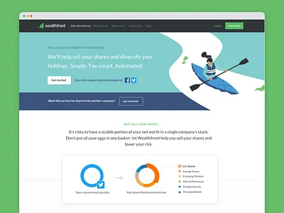 Sell your shares! browser facebook illustration kayak landing page marketing shares stock twitter visual web