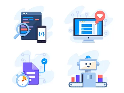 Icon Set deploy development flat illustration software technology ui vector