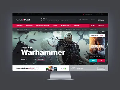 Code4Play desktop game online play shop site ui ux