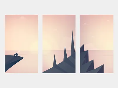 Landscape wallpaper gradient landscape minimal sea sun wallpaper