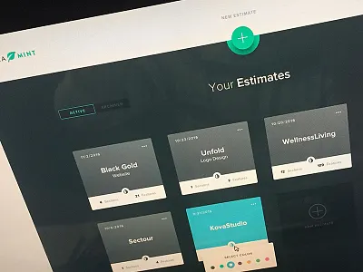Estamint Projects active color design estimates gallery money projects ui ux web webapp
