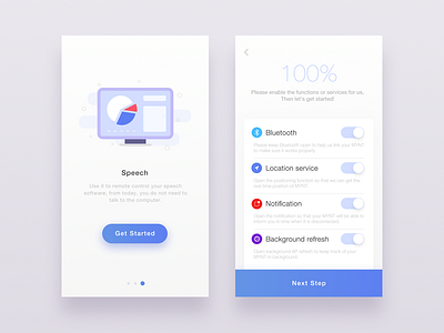 Welcome page and setting app application concept content interface motivation pattern setting start ui ux welcome