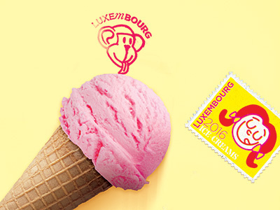 Luxembourg Ice-cream Poster advertising communication icecream illustration outdoor poster print stamp sweet yellow