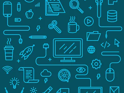 Tech Icons computer donut icon icondesign illustration logo rocket tech