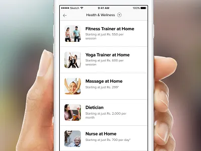 Category to Service Landing category page clean design discovery ios list ui ux