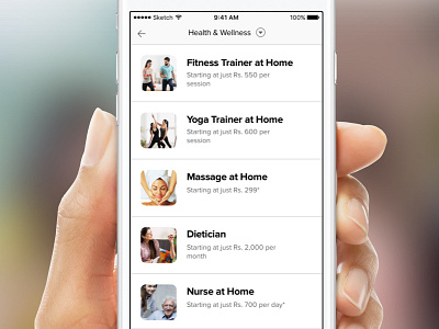 Category to Service Landing category page clean design discovery ios list ui ux