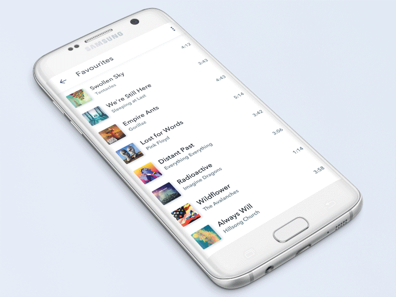 Music app motion android animation concept flat gif material music transition ui