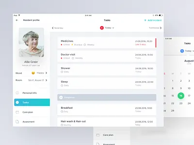 healthcare tasks app dashboard flat healthcare infull ios ipad mobile ui ux