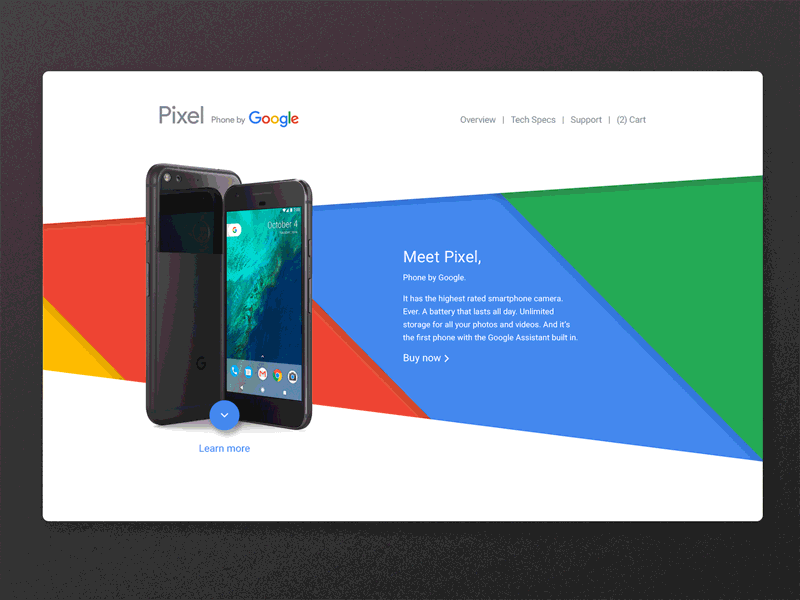 Google Pixel Landing Ui design gif google interface landing page pixel ui ux web webdesign website