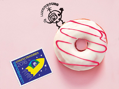 Luxembourg Poster advertising communication donut illustration outdoor pink poster print stamp sweet