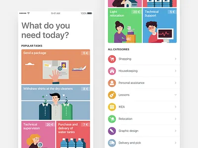 What do you need today? animation design flat grid minimal mobile popular typography white