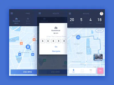Sharing bike and navigatie bicycle bike blue navigatie ui